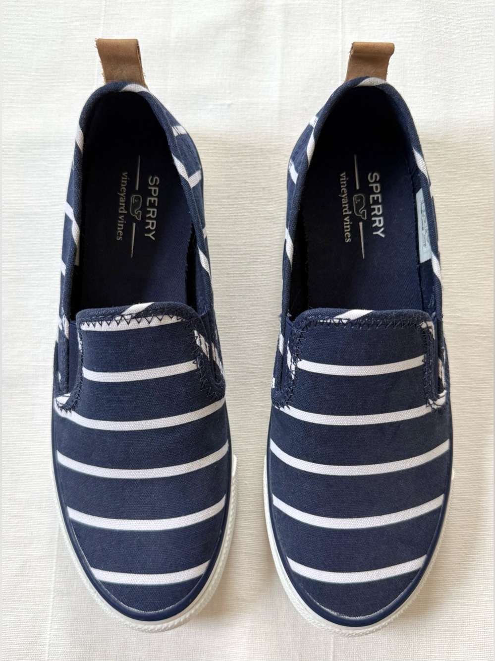 Sperry x Vineyard Vines Seaside Slip-On Sneakers | Navy Stripe Women’s size 7.5 - Picture 2 of 8
